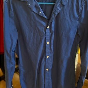 H&M Men's Deep Blue Casual Button Down Shirt
